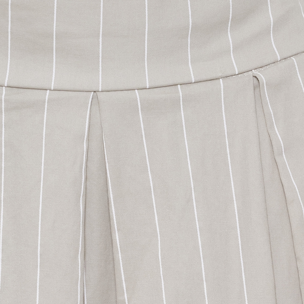 Randig Kjol i Bomull Beige  - 3