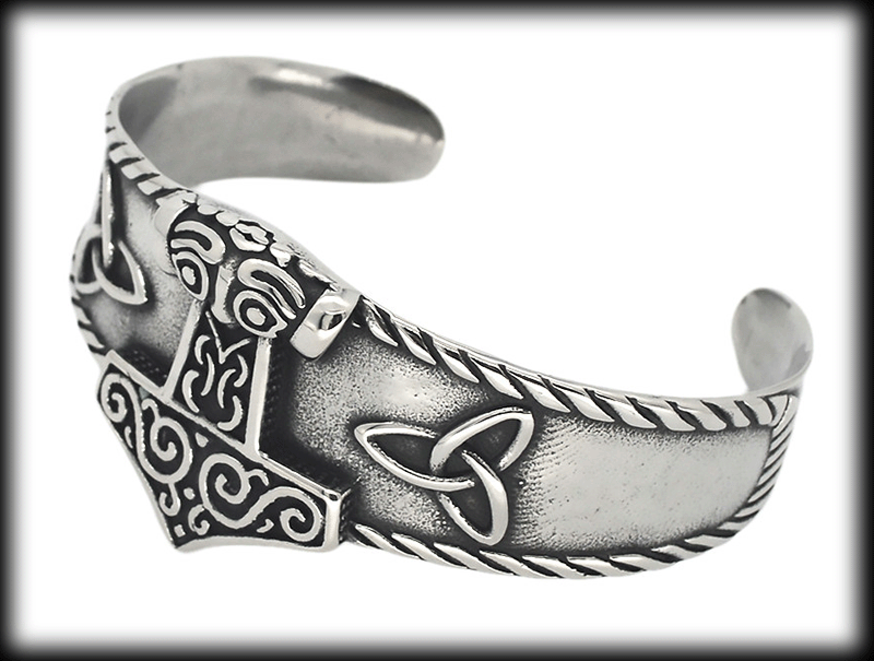 Bred Tors hammare armband i rostfritt stål. - 3