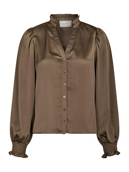 Neo Noir Delsie Drapy Sateen Blouse, Dark Brown