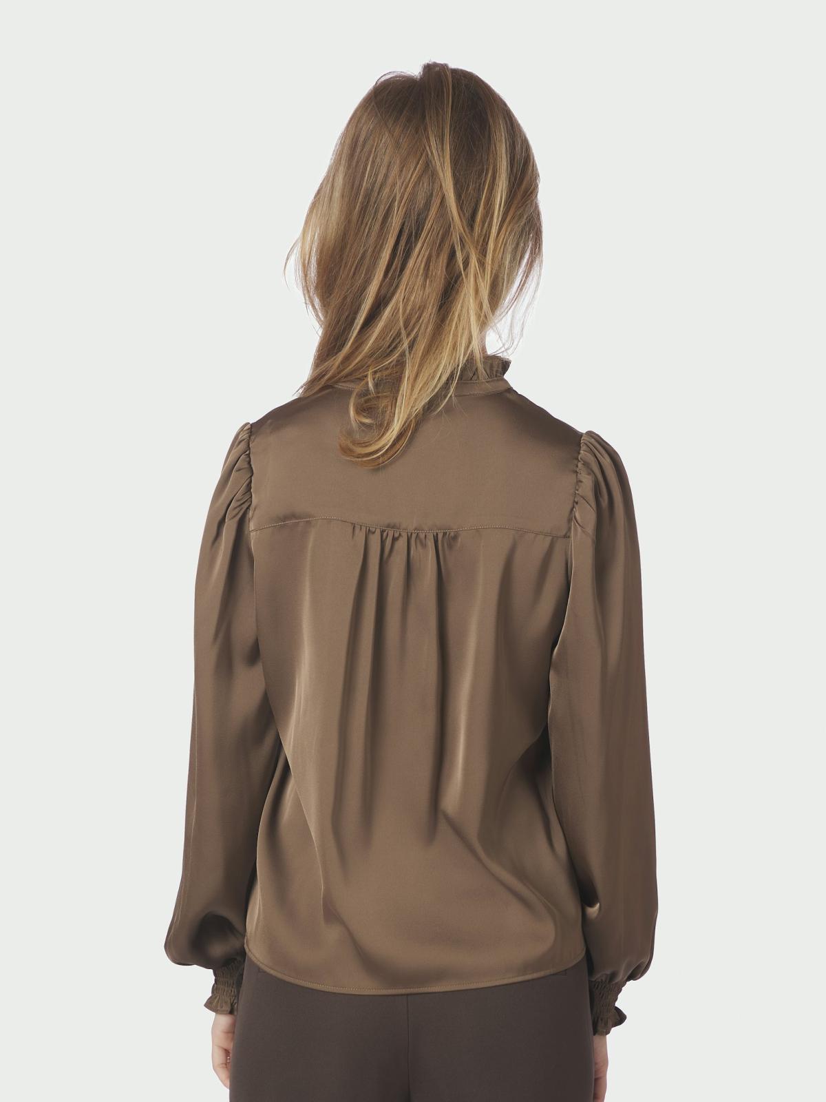 Neo Noir Delsie Drapy Sateen Blouse, Dark Brown - 4