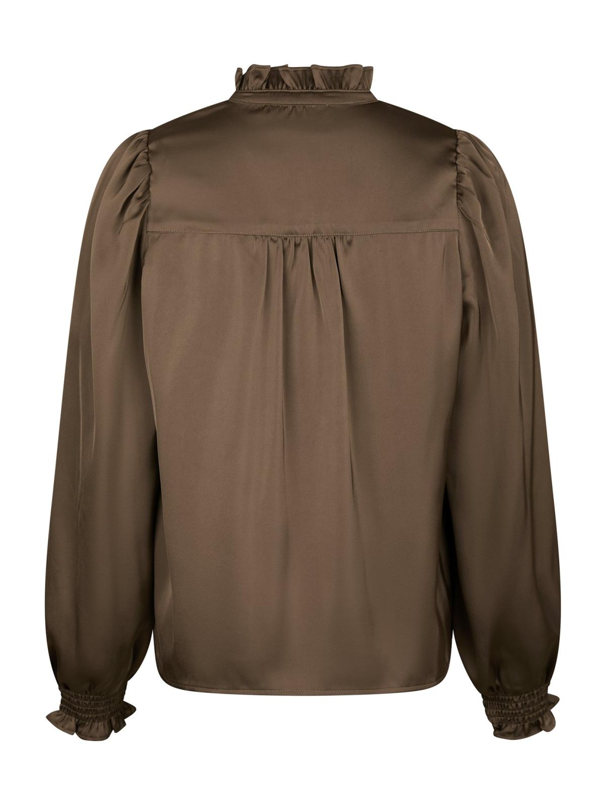 Neo Noir Delsie Drapy Sateen Blouse, Dark Brown - 2
