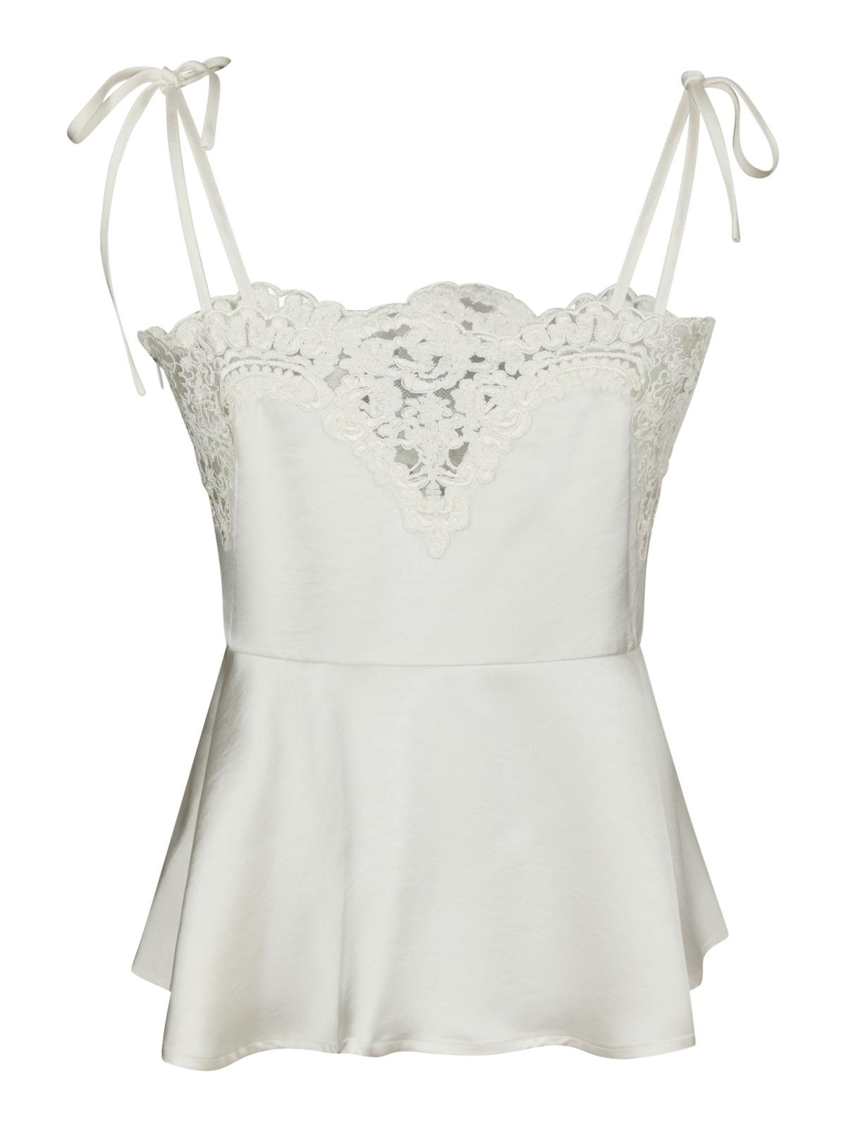 Neo Noir Kaela Heavy Sateen Lace Top, Pearl - 2