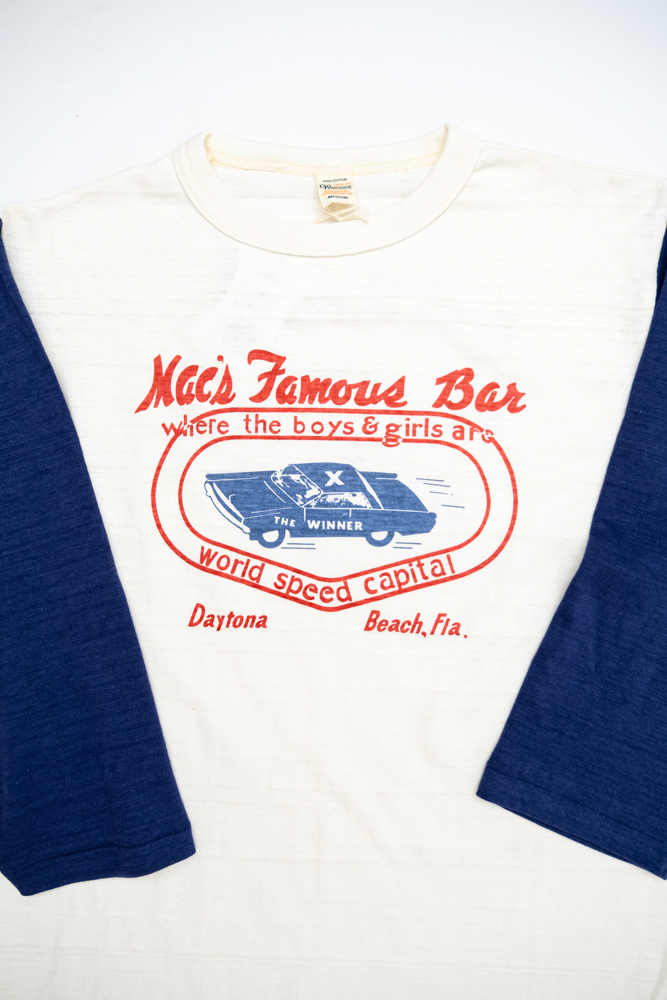 Warehouse & Co - Lot 4800 3/4 Sleeve Baseball Tee MAC’s Famous Bar Cream/Navy - 4