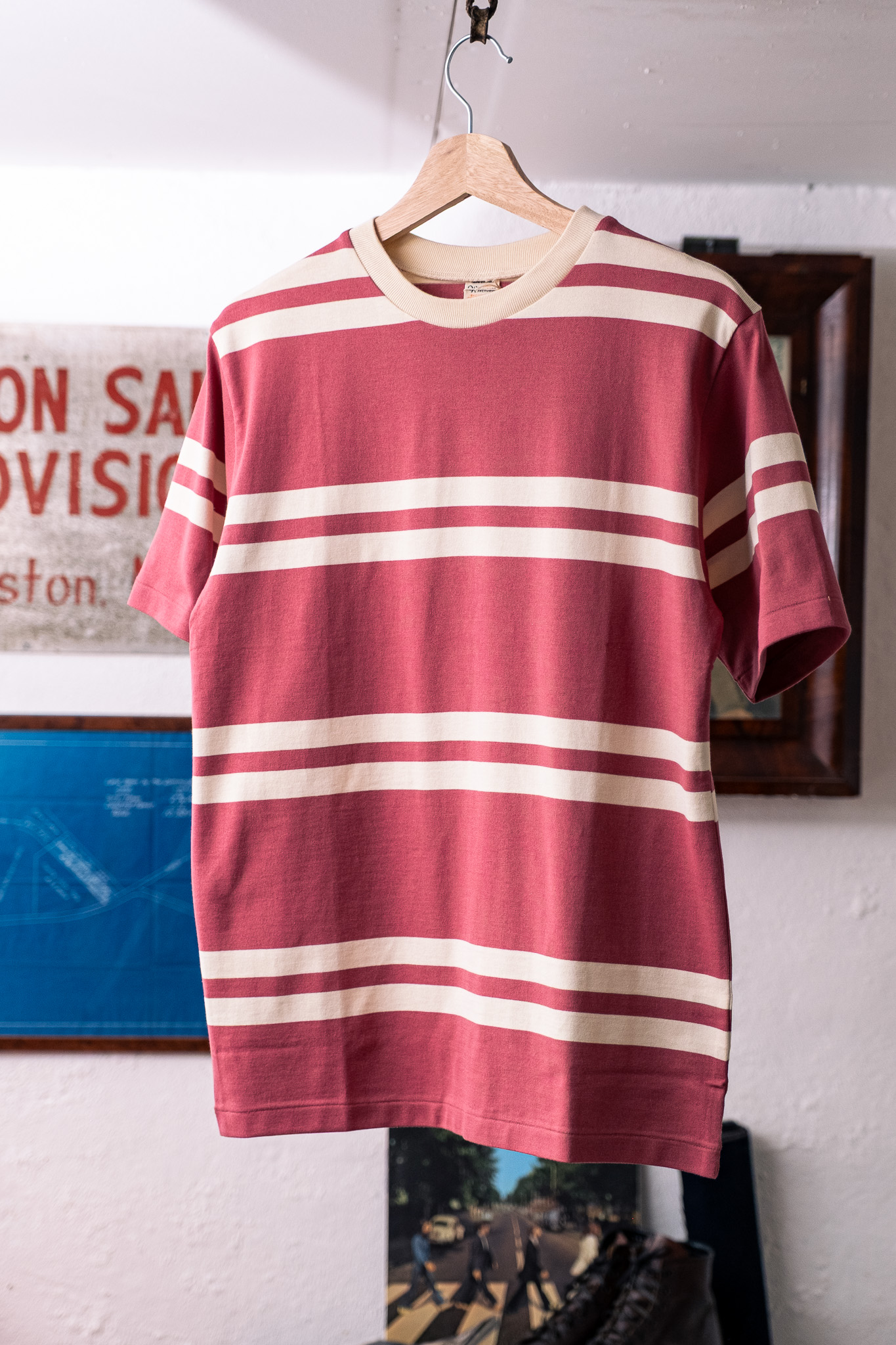 Warehouse & Co - Lot 4113 Short Sleeve Stripe T-Shirt Salmon