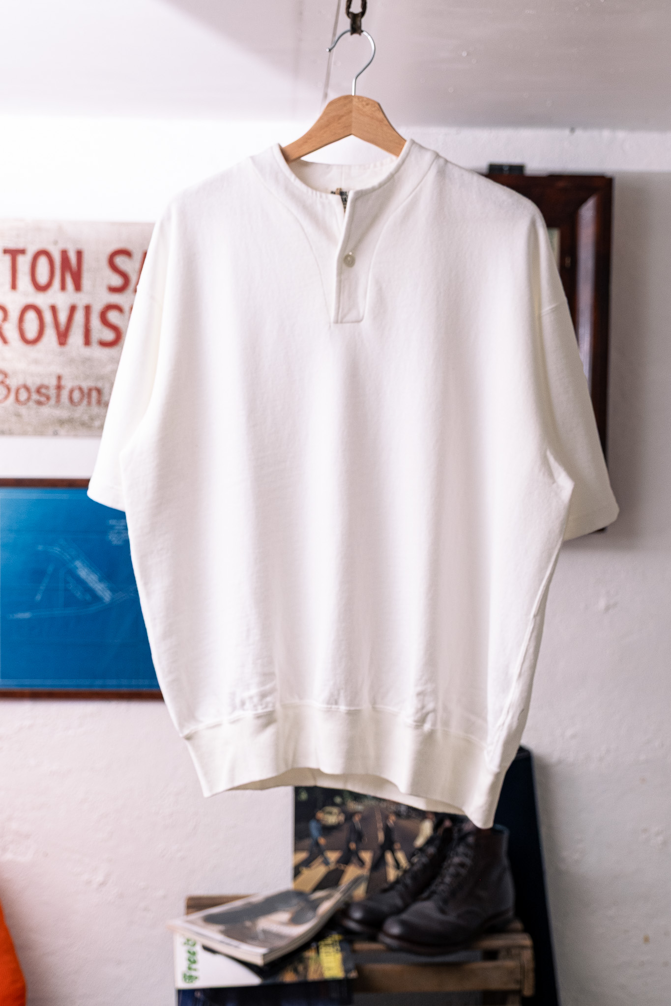 Dubbleworks - Light Terry Henley Sweatshirt Off White