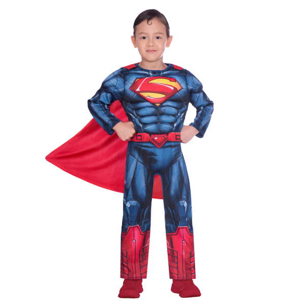 Superman kostym med muskulös dräkt och cape för 6–8-åringar