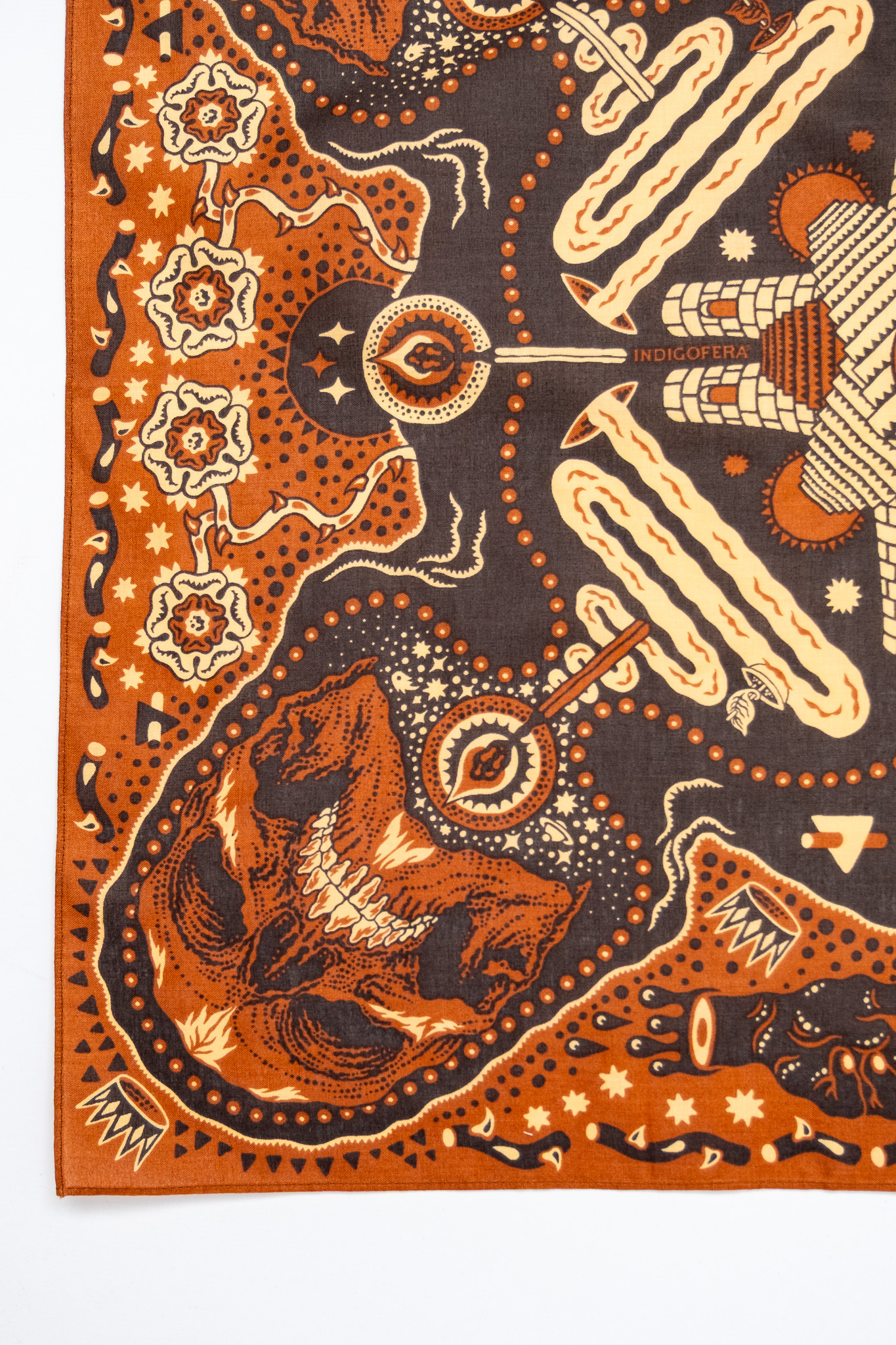 Indigofera - Tarot XIII Bandana Cotton Voilé Red/Brown - 4
