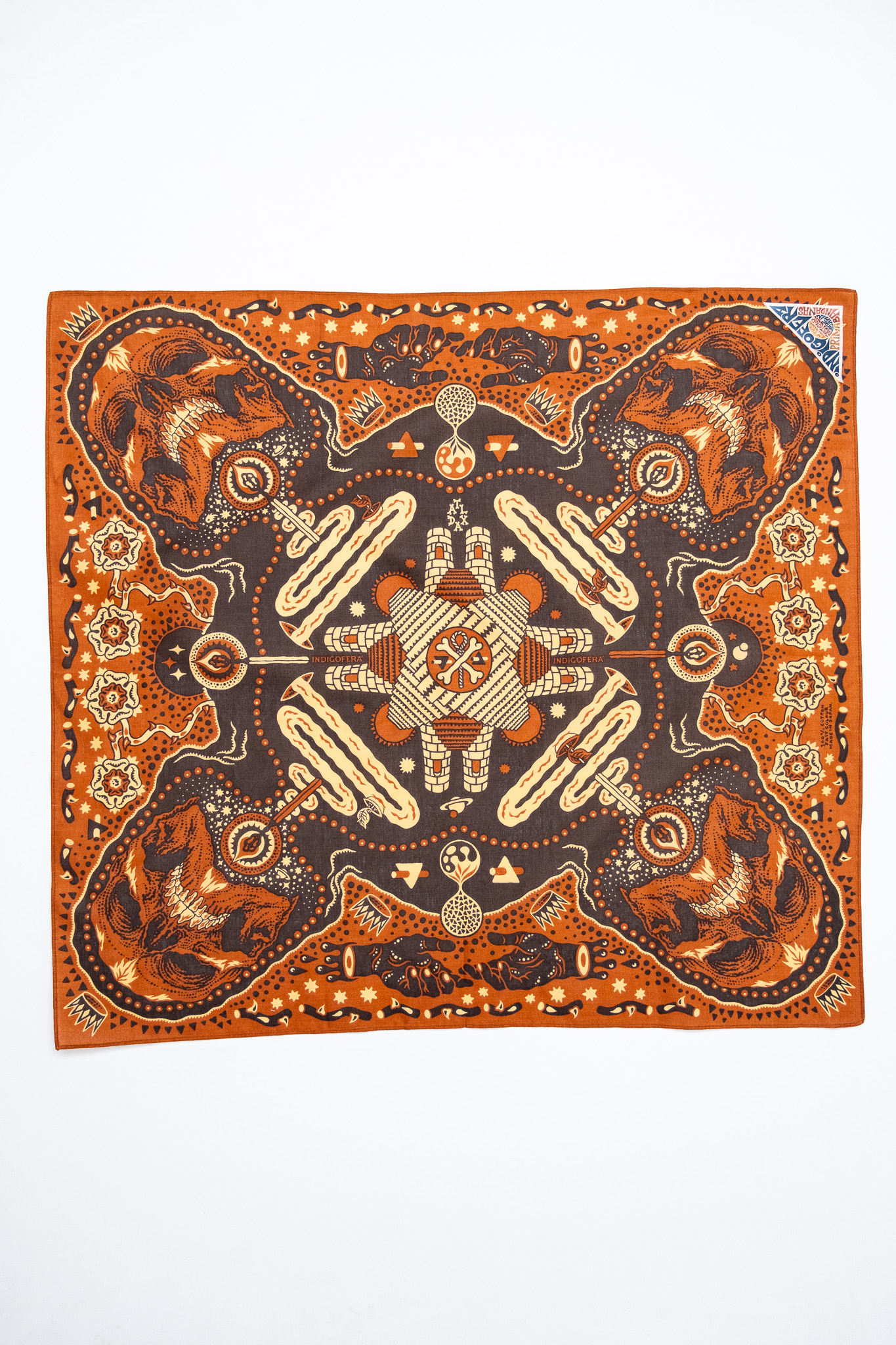Indigofera - Tarot XIII Bandana Cotton Voilé Red/Brown - 2