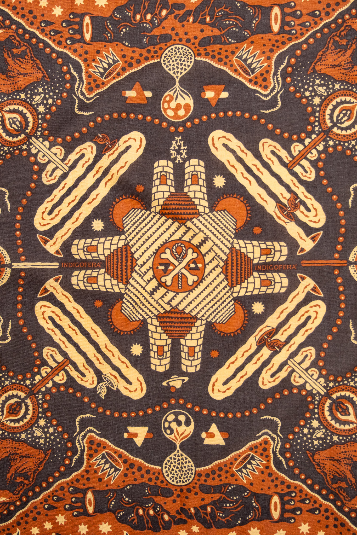 Indigofera - Tarot XIII Bandana Cotton Voilé Red/Brown - 3