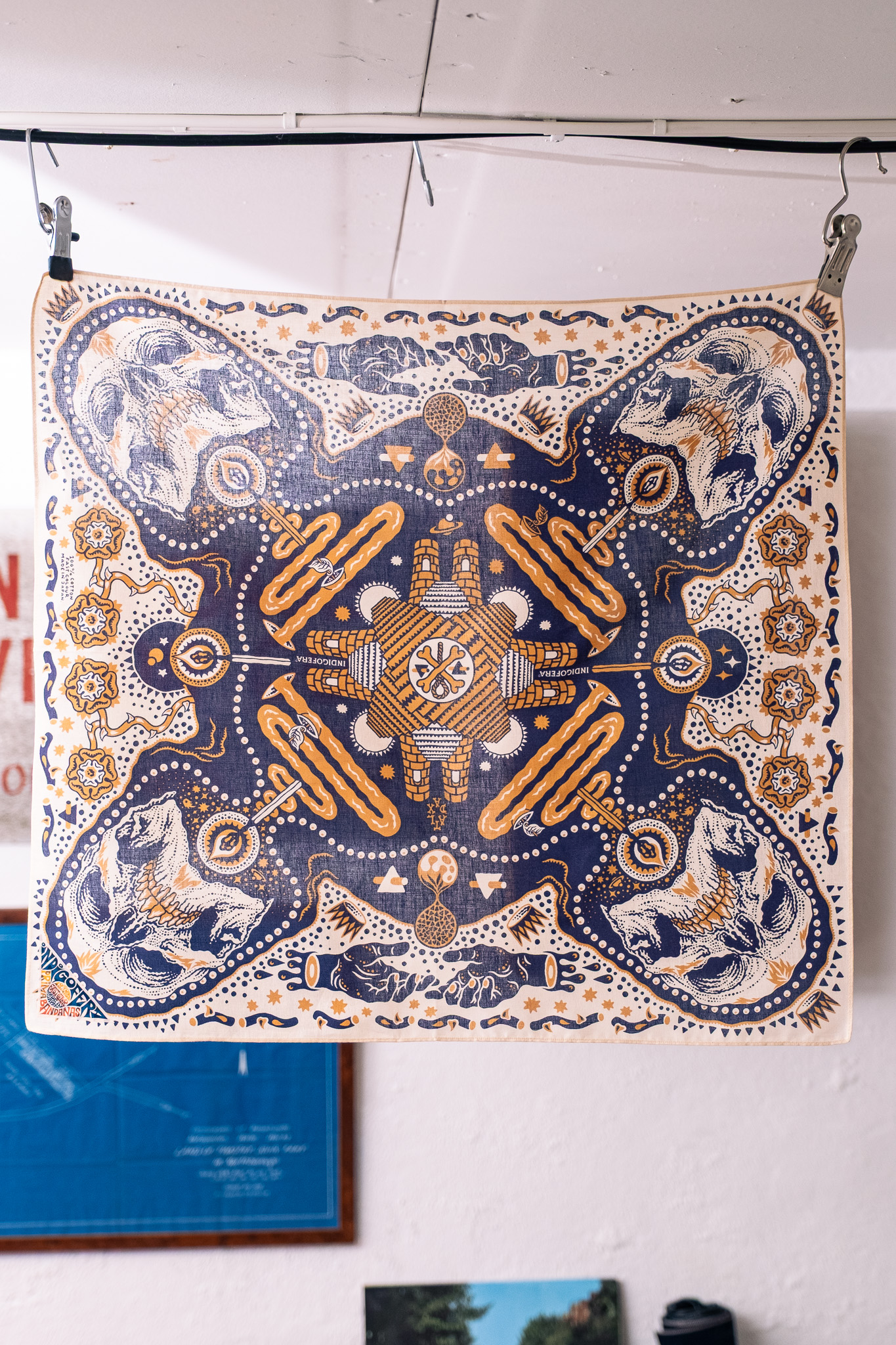 Indigofera - Tarot XIII Bandana Cotton Voilé Off White/Blue
