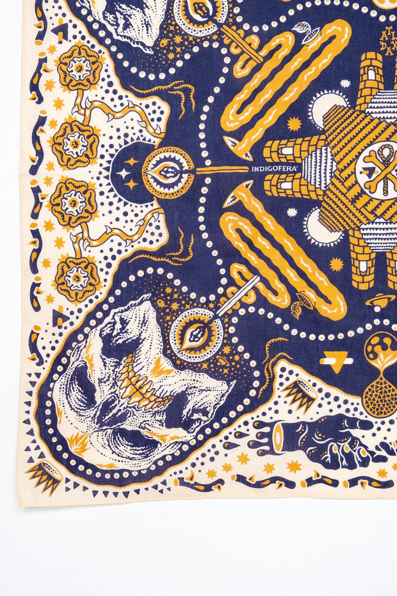 Indigofera - Tarot XIII Bandana Cotton Voilé Off White/Blue - 3