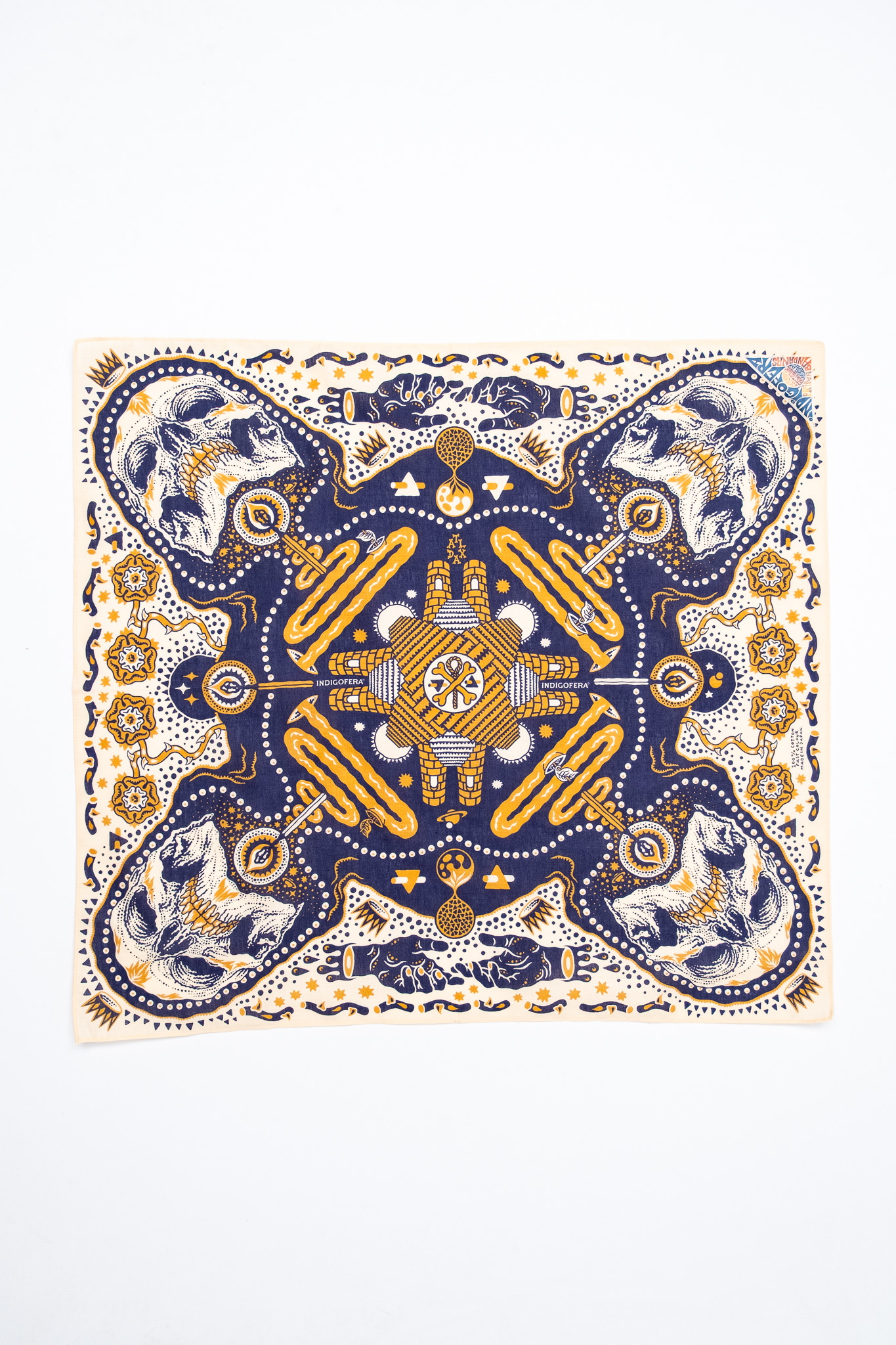 Indigofera - Tarot XIII Bandana Cotton Voilé Off White/Blue - 2