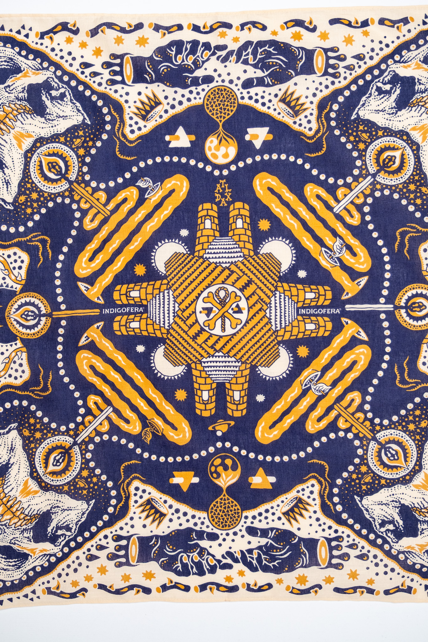 Indigofera - Tarot XIII Bandana Cotton Voilé Off White/Blue - 4