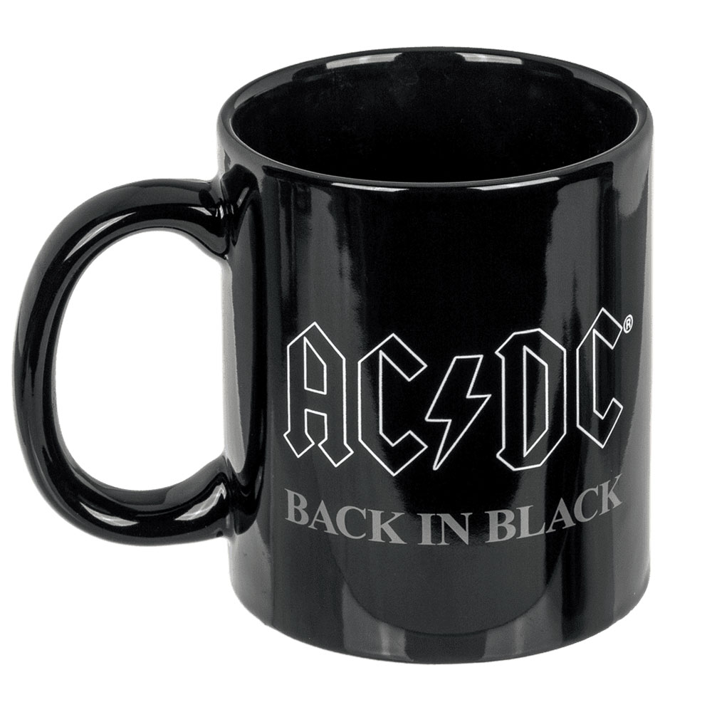 Svart AC/DC mugg med handtag åt vänster