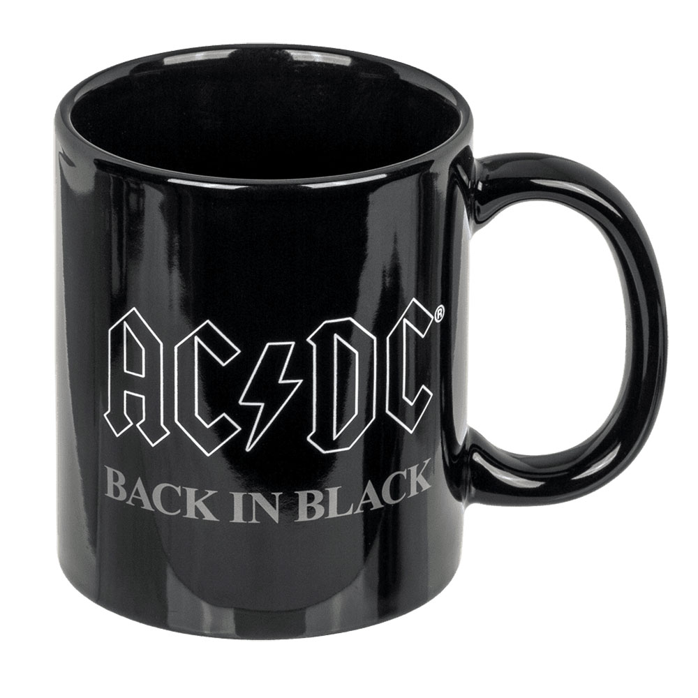 Svart AC/DC mugg med handtag åt höger