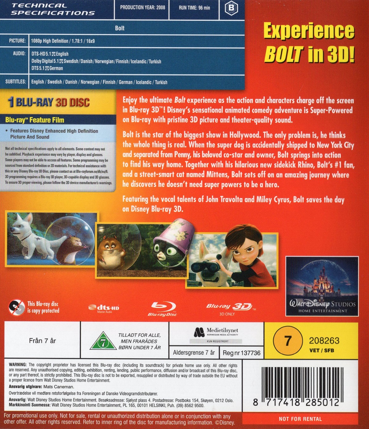 Bolt (Disney) (Blu-ray 3D) (Begagnad) - 2