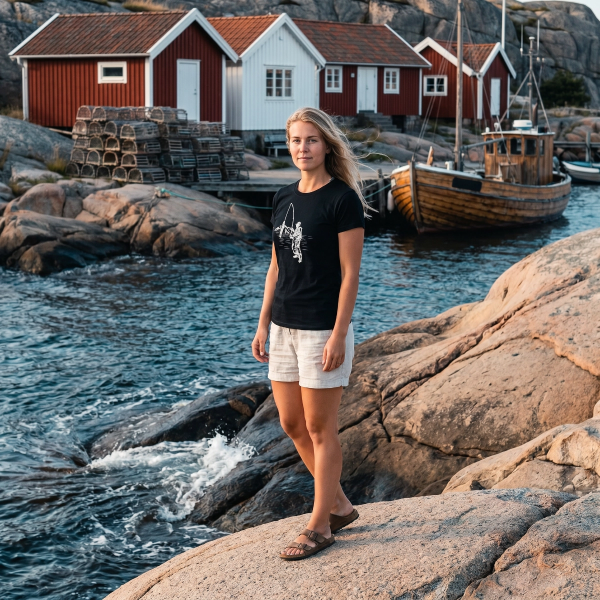 T-shirt Fiske Dam Svart - 3