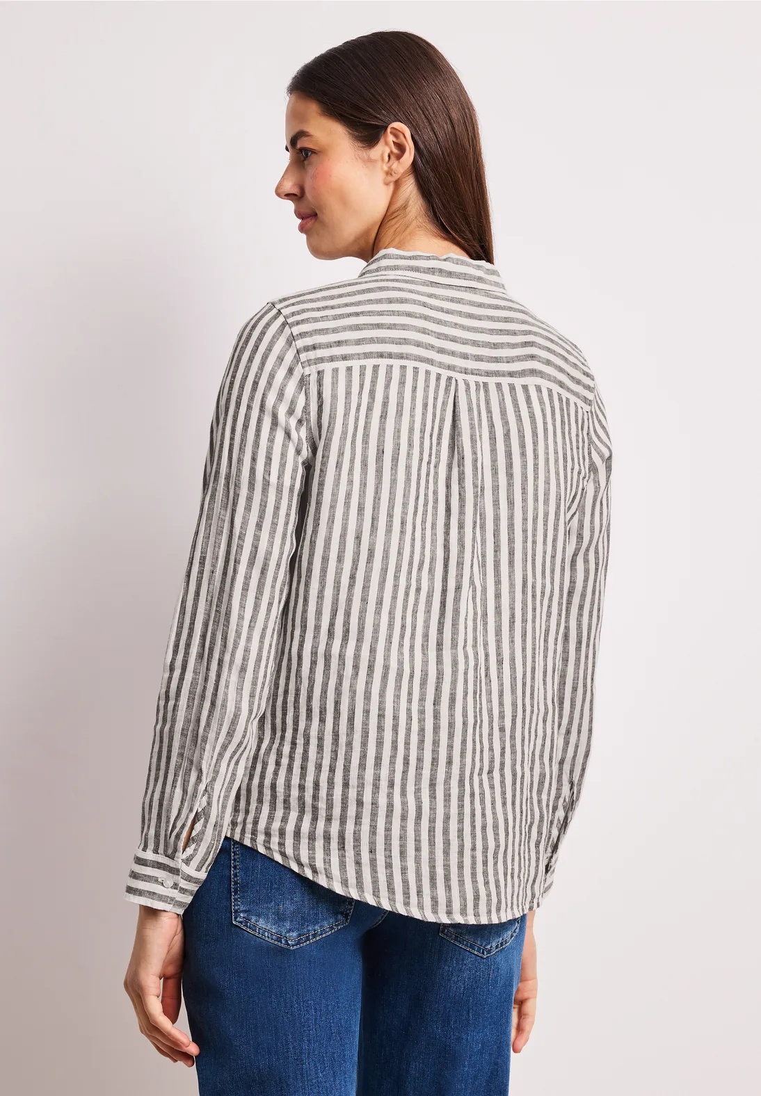 SOL LTD  QR Striped Shirtcollarblouse - Espresso Brown - Street One