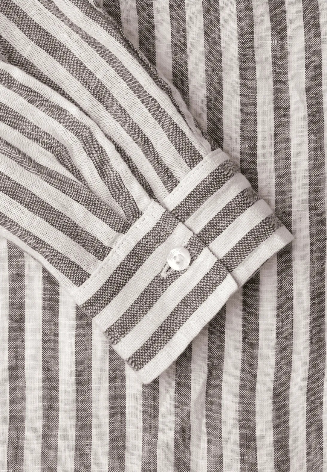 SOL LTD  QR Striped Shirtcollarblouse - Espresso Brown - Street One - 5