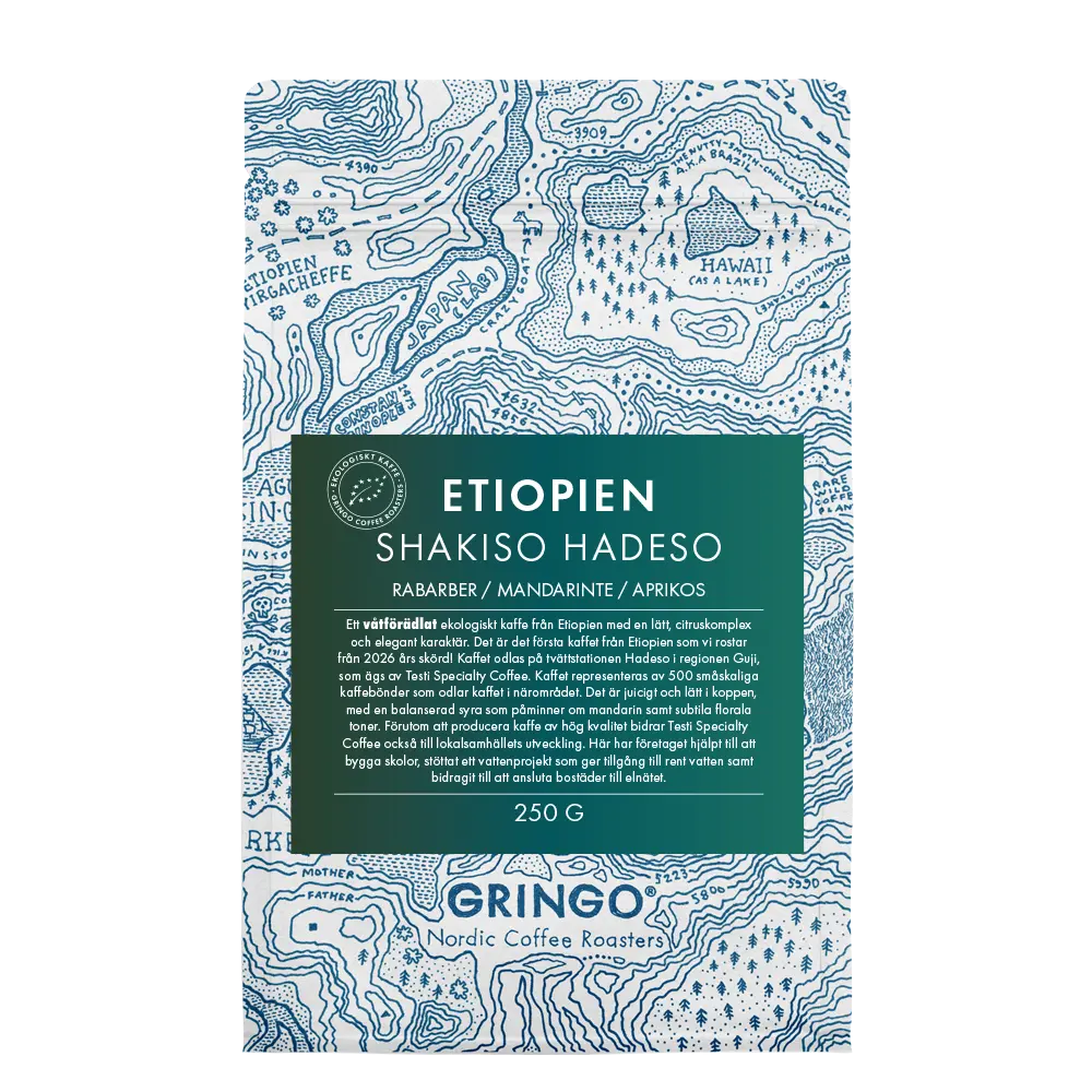 Gringo Nordic - Etiopien Shakiso - Ekologiskt (SE-EKO-04) mellanrostade hela kaffebönor - 250g