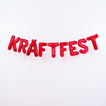 Kräftfest girlang i röda folieballonger till kräftskiva och kräftfest