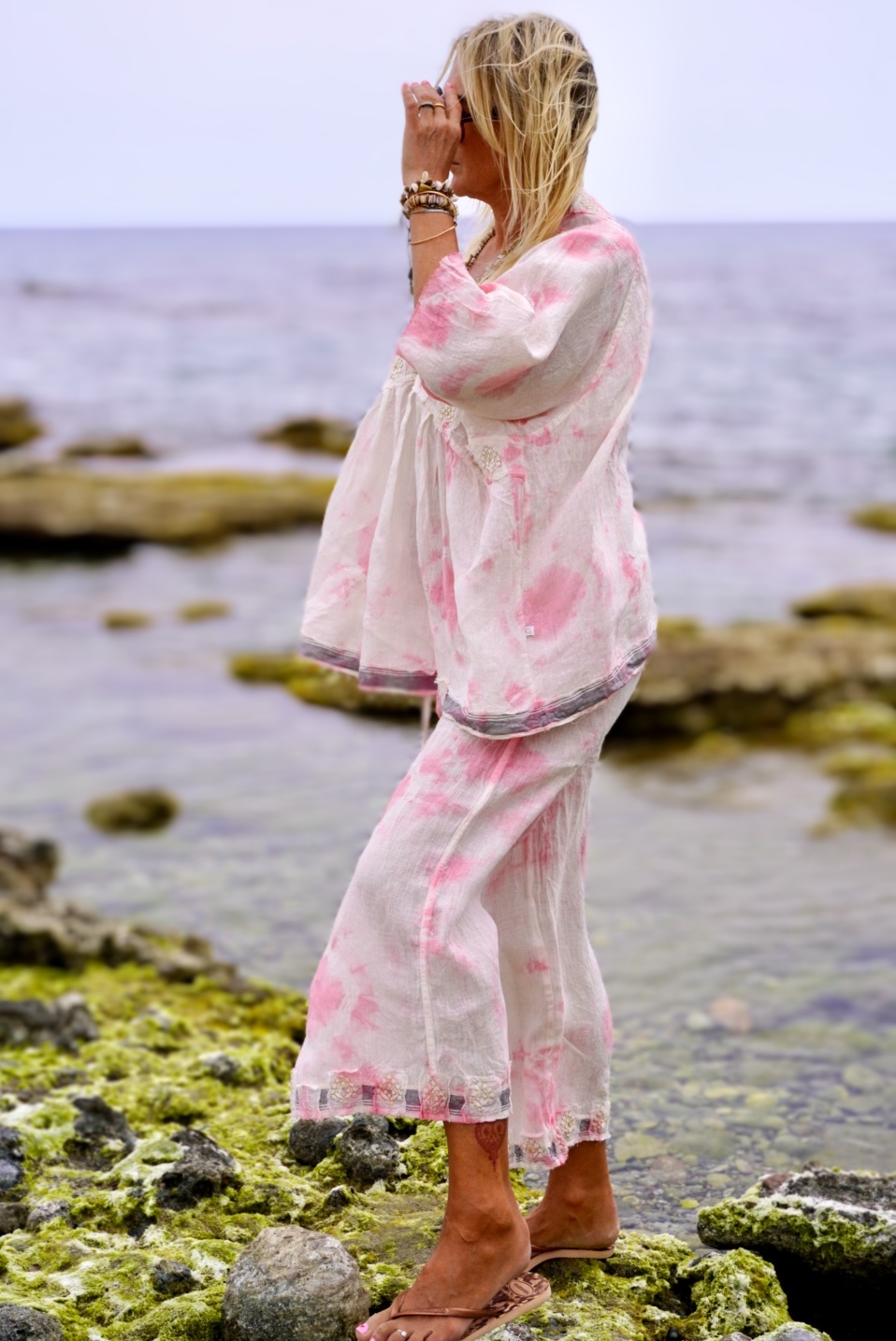 LISSA LINEN TOP IBIZA PINK MALIBU 