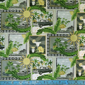 Tyg: Vintage rutor, grönt - Sevenberry / JAPANSKT
