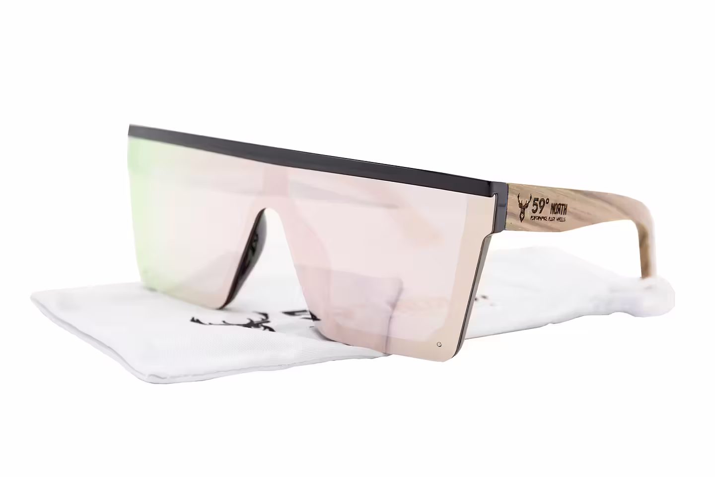 59°North Wheels Square wooden arms, rosegold glass