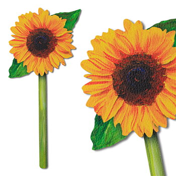 Bookmark Collection : Flower Painted Sunflower - Bokmärke i vegan leather