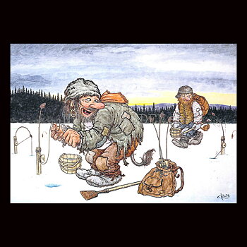 ANGELDONFISKE No: 118 - 60118- Trollkort Rolf Lidberg Vykort A6 - 912