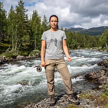 T-shirt Fiske Dam Grå