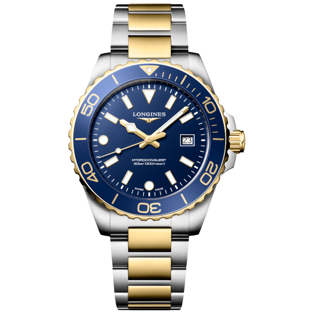 L3.769.3.96.7 Longines Hydroconquest Quartz 42 blå och guld