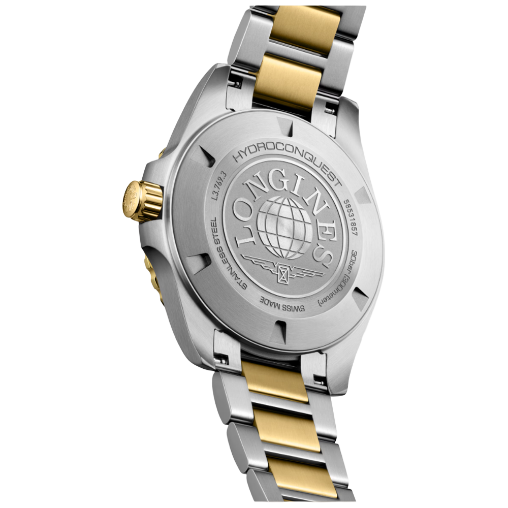 L3.769.3.96.7 Longines Hydroconquest Quartz 42 blå och guld baksida