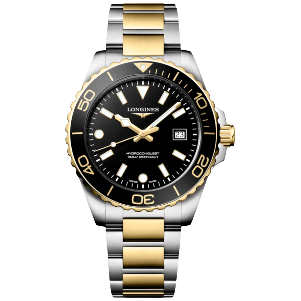L3.769.3.56.7 Longines Hydroconquest Quartz 42 svart och guld