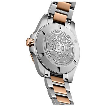 L3.769.3.58.7 Longines Hydroconquest Quartz 42 svart och roséguld baksida