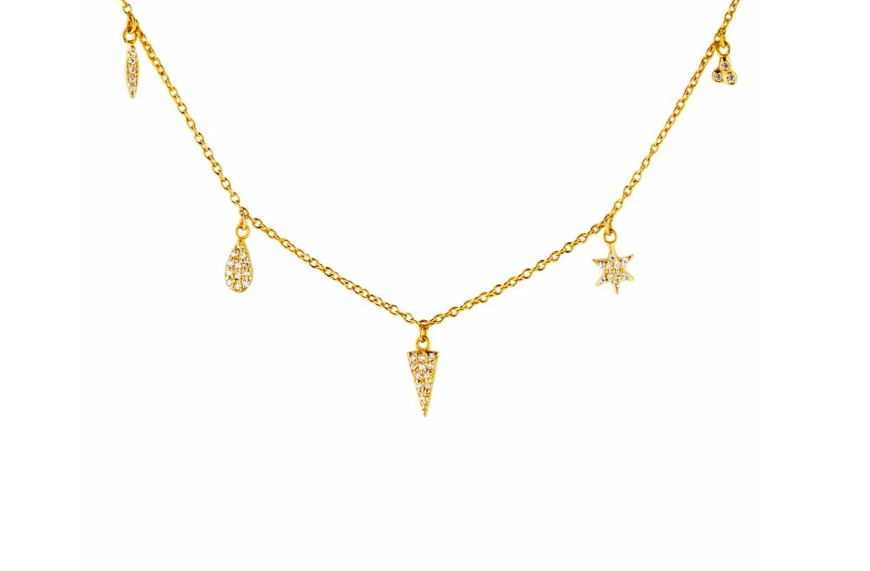 Halsband 5 Berlocker Guld