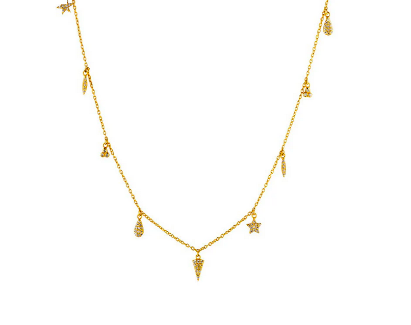 Halsband 9 Berlocker Guld