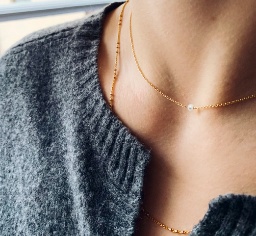Klassiskt Pärl Halsband Guld
