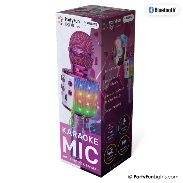 Pink Karaoke Mic W/Light & Speaker