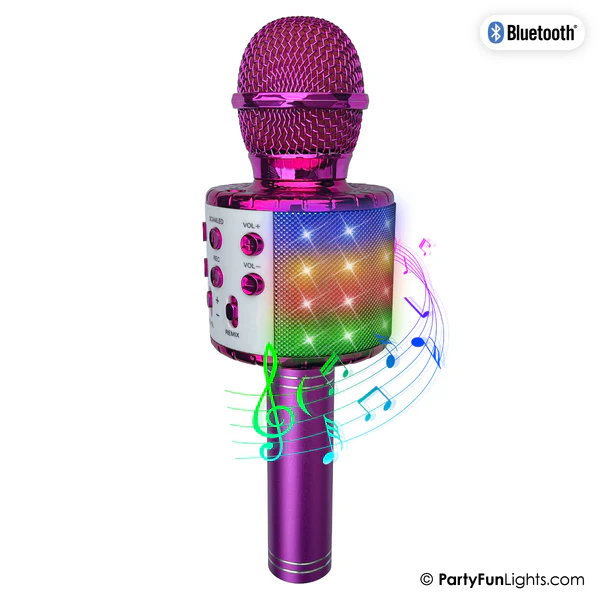 Pink Karaoke Mic W/Light & Speaker - 2