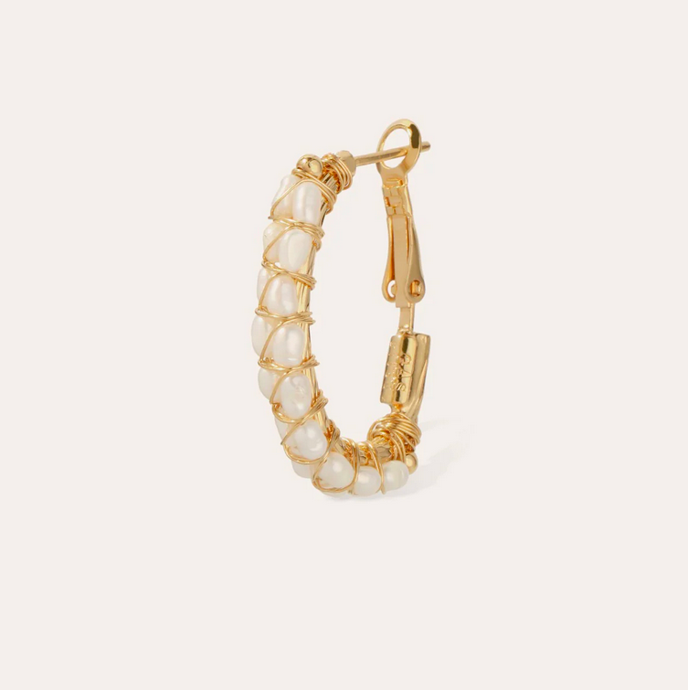 Lyre Hoop Örhängen - Vit Pärlemor - 3