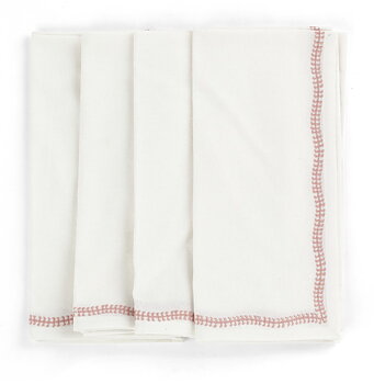 Chamois Linen Napkins, Embroidery, Lantana Rose, 50x50 cm - 4-pack