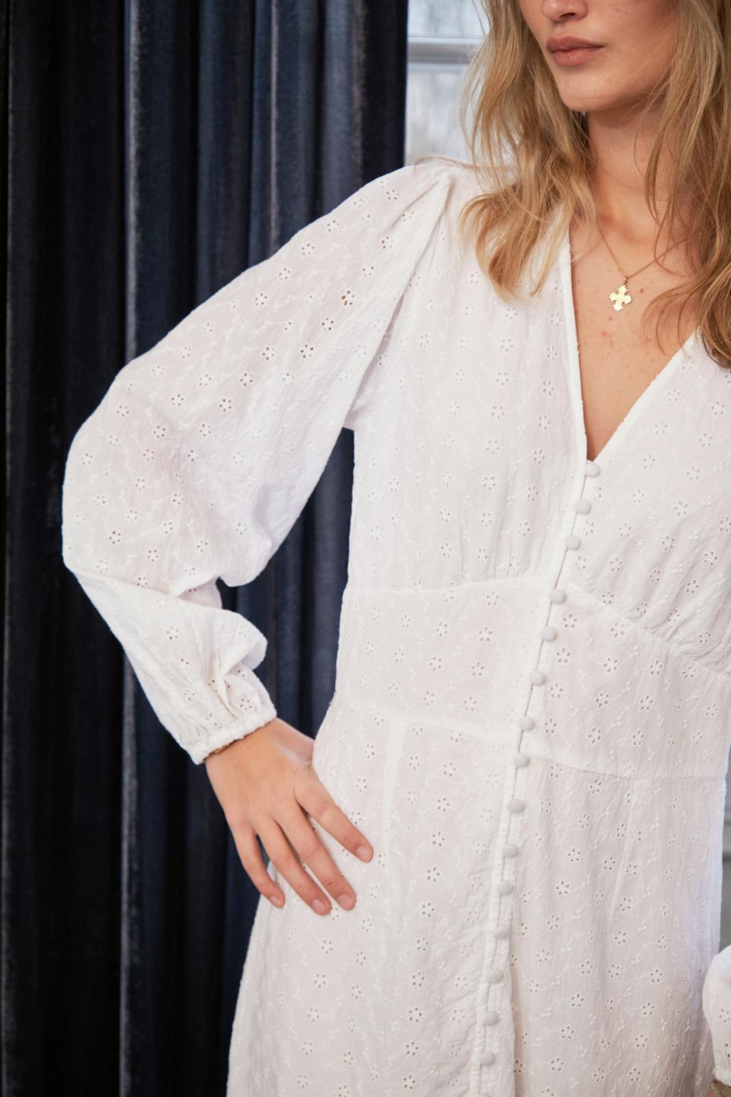 Neo Noir Alto Embroidery Dress, White - 7