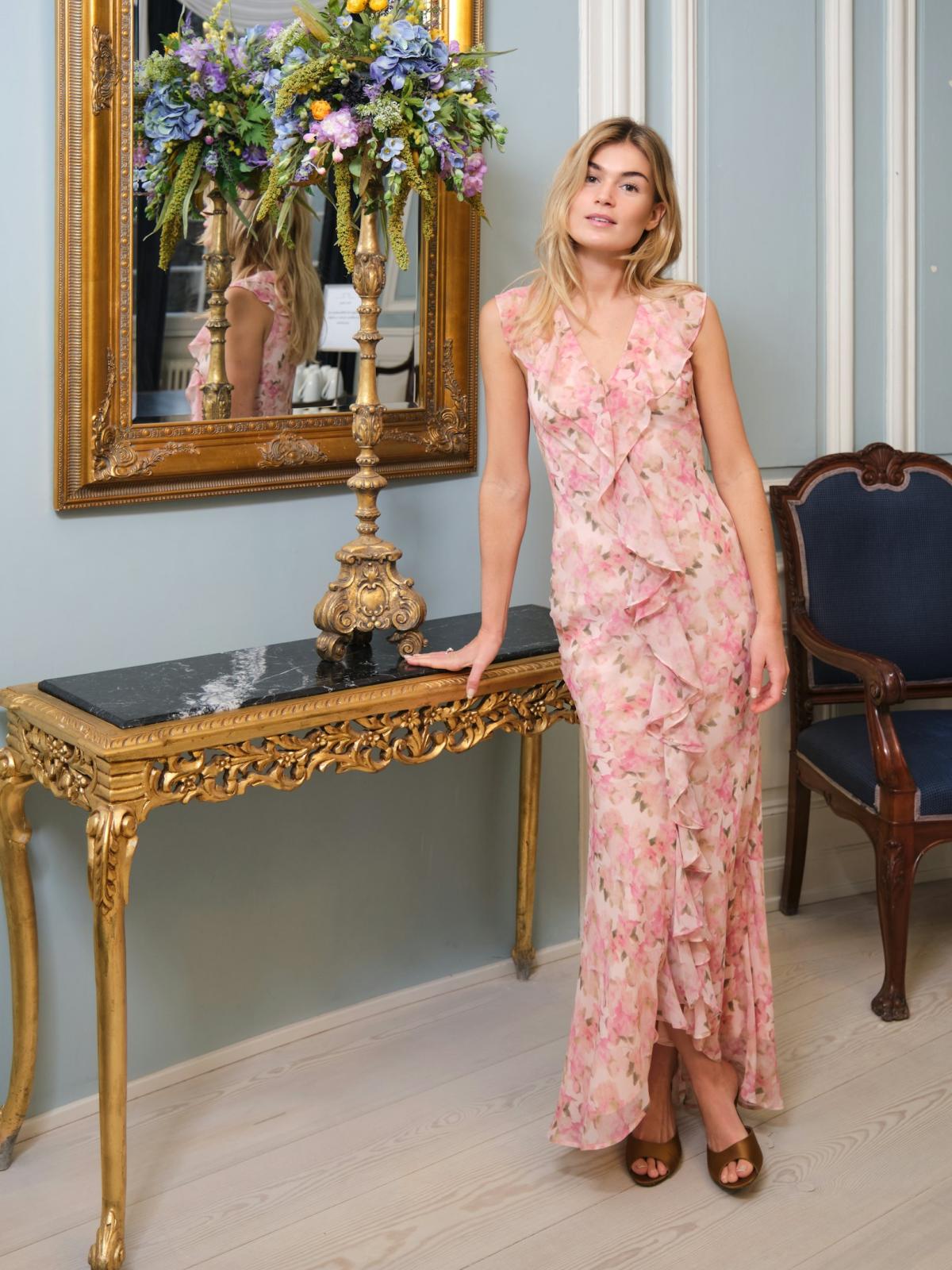 Neo Noir Zella Chiffon Print Dress, Dusty Pink - 6