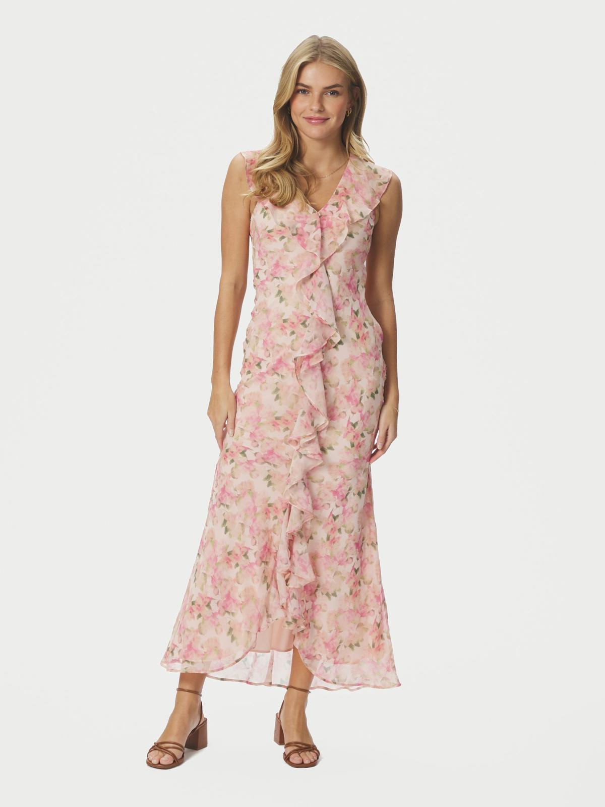 Neo Noir Zella Chiffon Print Dress, Dusty Pink - 3