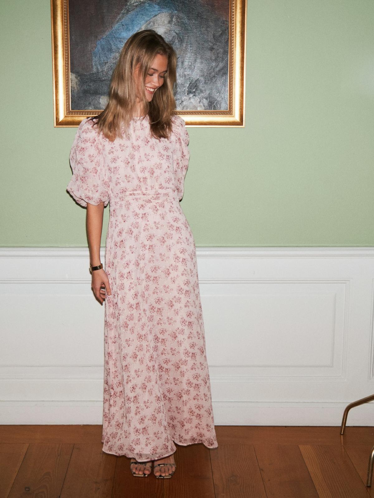 Neo Noir Kikka Chiffon Flower Dress, Rose - 6