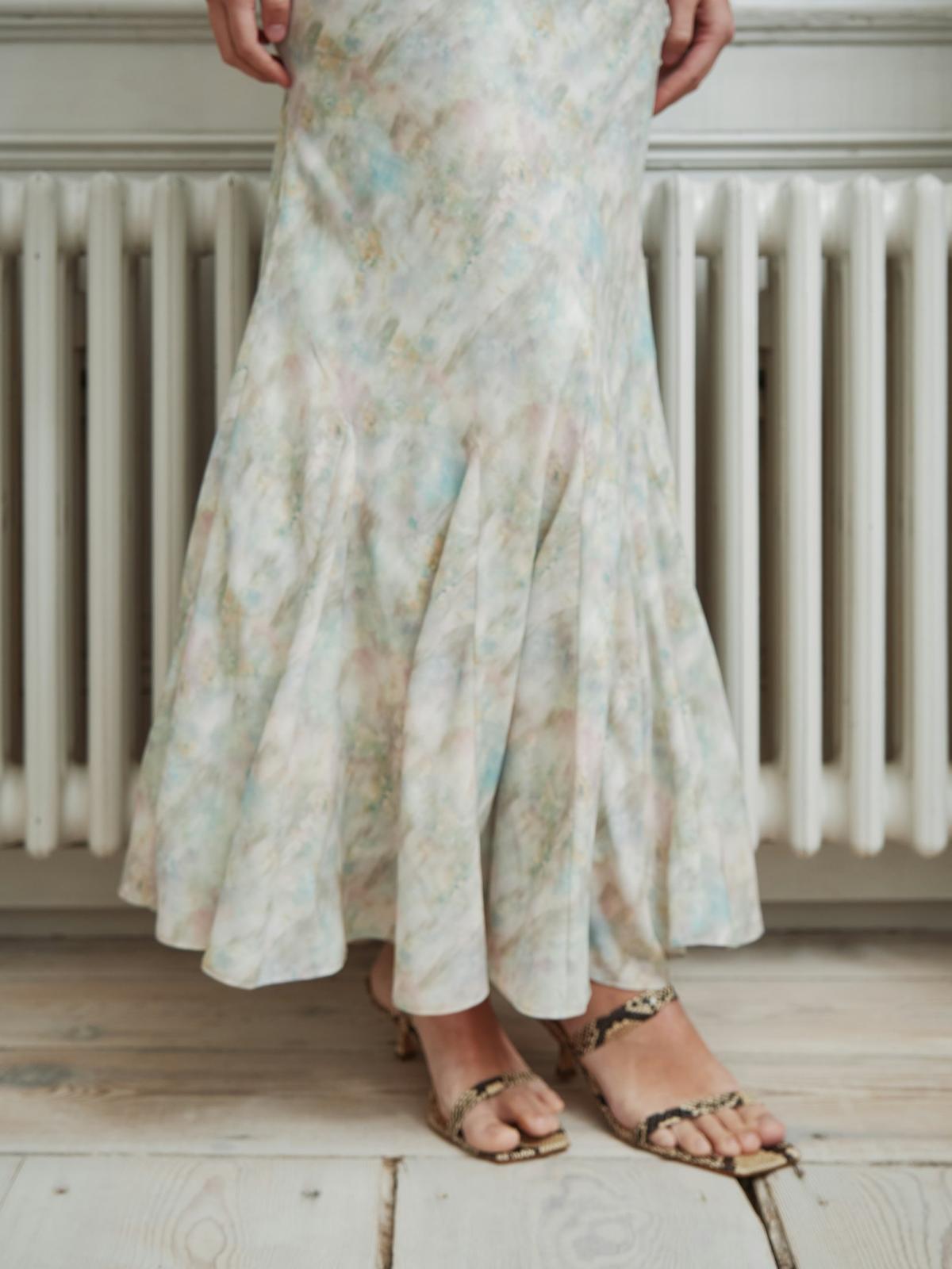 Neo Noir Celesse Print Chiffon Dress, Light Green - 8