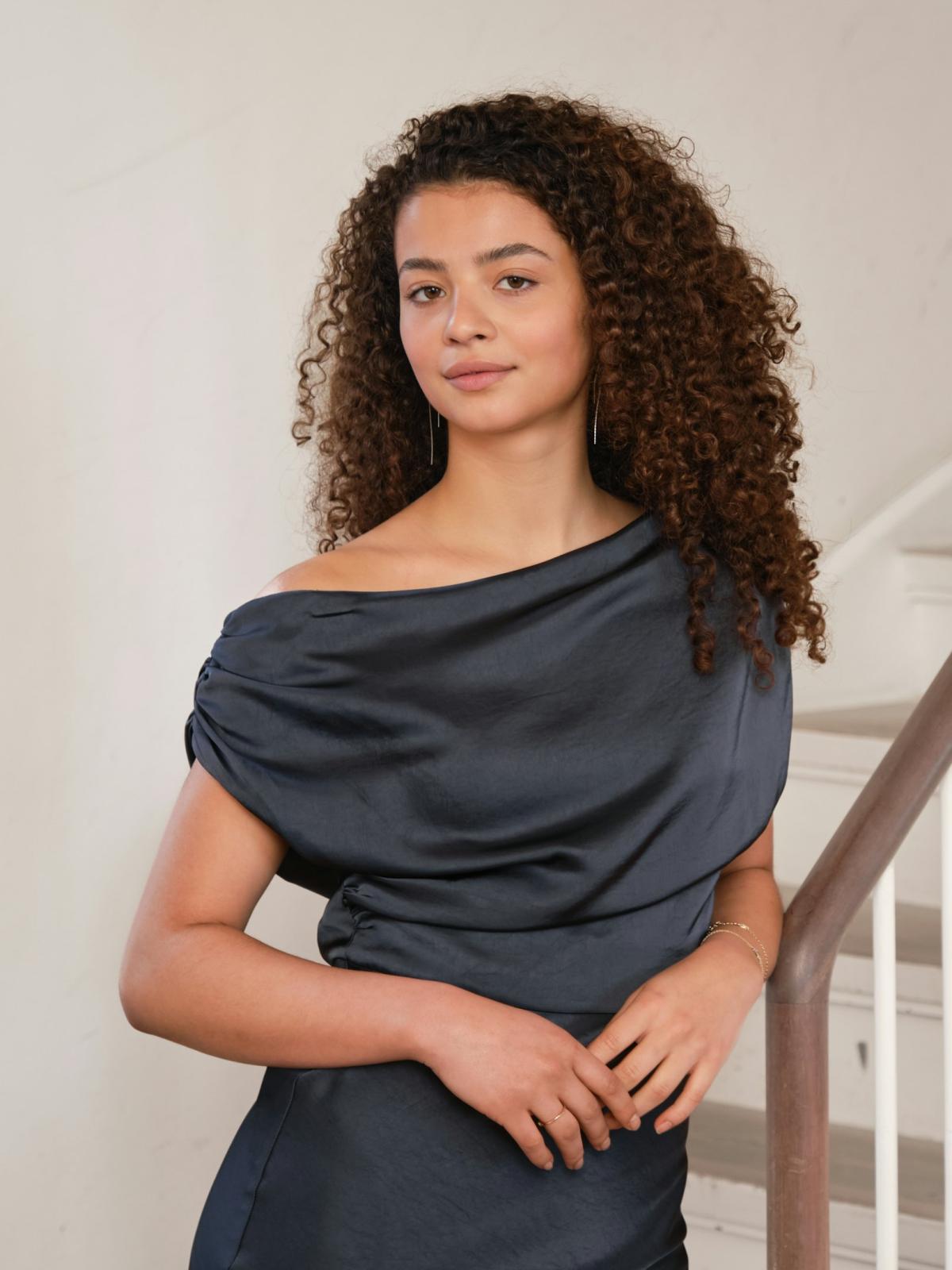 Neo Noir Lilith Heavy Sateen Dress , Midnight Blue - 8