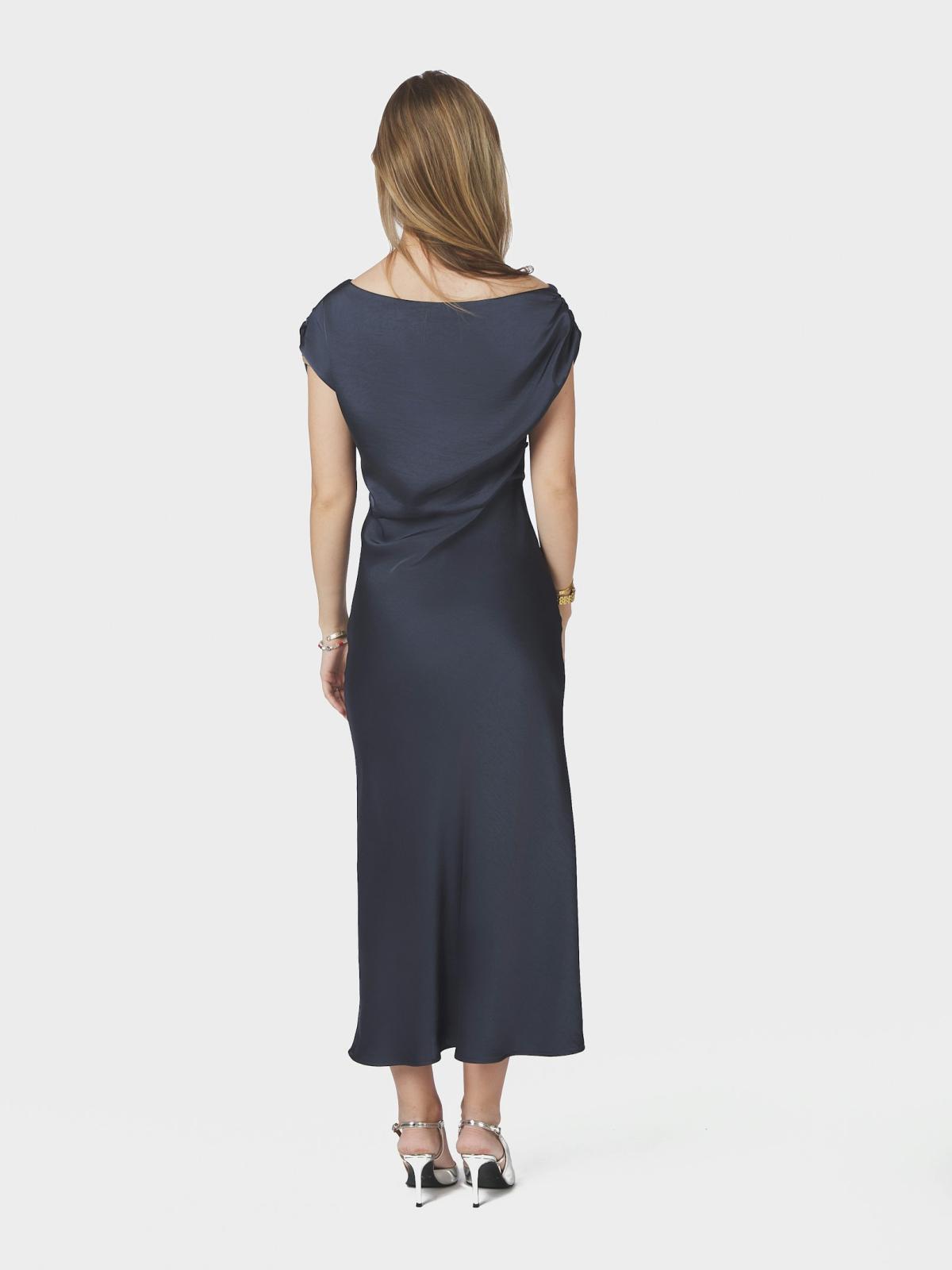 Neo Noir Lilith Heavy Sateen Dress , Midnight Blue - 4