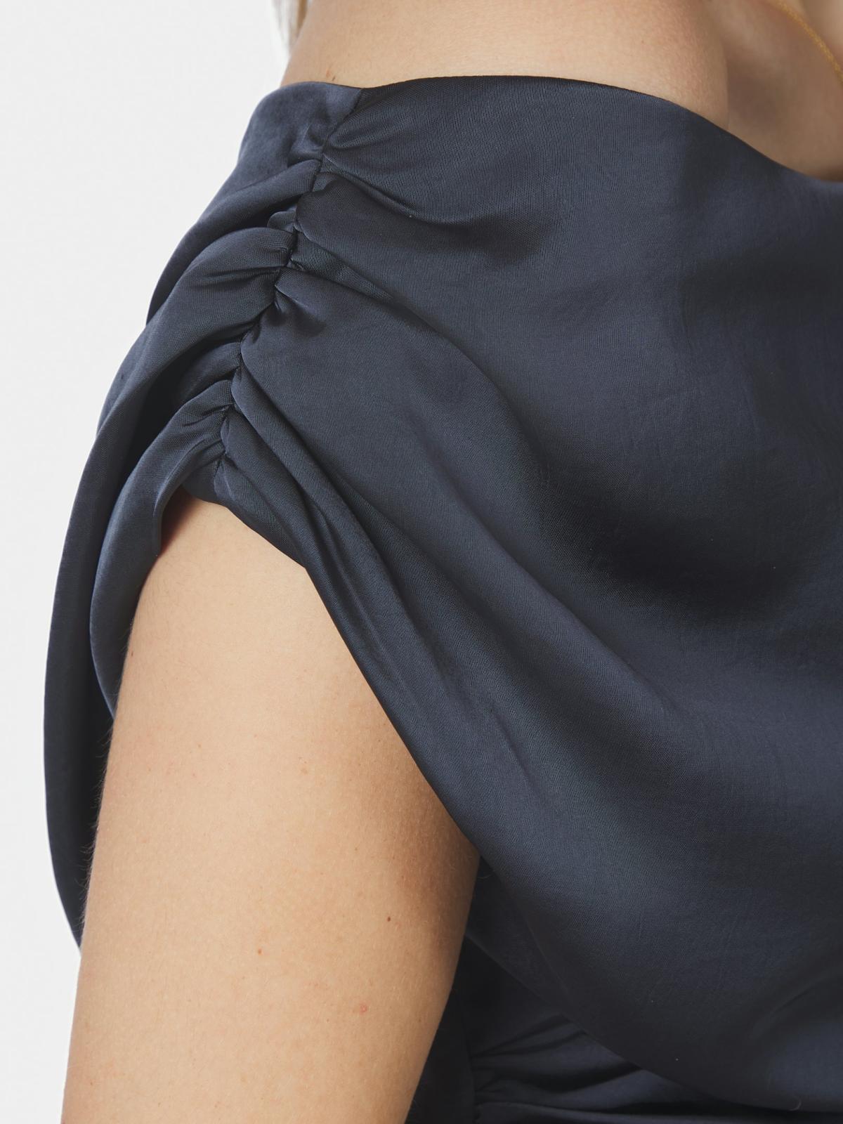 Neo Noir Lilith Heavy Sateen Dress , Midnight Blue - 5
